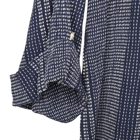 Lulus Flying Away Navy Blue Stripe Embroidered Mini Shift Dress Size Medium - Picture 3 of 12